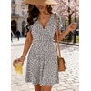 image:imageANRABESS Womens Summer Dresses Short Sleeve Wrap Deep V Neck ALine Floral Dress Causal Flowy Boho Beach Vacation SundressGray Khaki Polka Dot