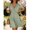 image:imageANRABESS Womens Summer Dresses Short Sleeve Wrap Deep V Neck ALine Floral Dress Causal Flowy Boho Beach Vacation SundressGreen Cheetah Print