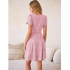 image:imageANRABESS Womens Summer Dresses Short Sleeve Wrap Deep V Neck ALine Floral Dress Causal Flowy Boho Beach Vacation SundressPink Floral