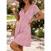 image:imageANRABESS Womens Summer Dresses Short Sleeve Wrap Deep V Neck ALine Floral Dress Causal Flowy Boho Beach Vacation SundressPink Floral