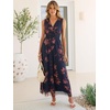 image:imageANRABESS Womens Summer Floral Maxi Dress A Line TulleElegant for Wedding Guest amp Beach VacationFlowy Casual Boho OutfitsBrown Beige Floral Dark Blue