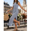 image:imageANRABESS Womens Summer Maxi Dress Casual Crew Neck Tie Waist Split WrinkleFree Fit Tank Long Vacation Dresses 2026 SpringNavy Blue White Striped