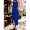 image:imageANRABESS Womens Summer Maxi Dress Casual Crew Neck Tie Waist Split WrinkleFree Fit Tank Long Vacation Dresses 2026 SpringRoyal Blue