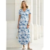 image:imageANRABESS Womens Summer Maxi Dress V Neck Short Sleeve Slit Side Shirt Dress Loose Fit Travel Beach Dress with PocketsBlue White Floral