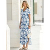 image:imageANRABESS Womens Summer Maxi Dress V Neck Short Sleeve Slit Side Shirt Dress Loose Fit Travel Beach Dress with PocketsBlue White Floral