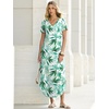 image:imageANRABESS Womens Summer Maxi Dress V Neck Short Sleeve Slit Side Shirt Dress Loose Fit Travel Beach Dress with PocketsGreen White Floral