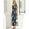 image:imageANRABESS Womens Summer Maxi Dress V Neck Short Sleeve Slit Side Shirt Dress Loose Fit Travel Beach Dress with PocketsLeaf Printed