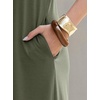 image:imageANRABESS Womens Summer Maxi Dress V Neck Short Sleeve Slit Side Shirt Dress Loose Fit Travel Beach Dress with PocketsOlive