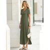 image:imageANRABESS Womens Summer Maxi Dress V Neck Short Sleeve Slit Side Shirt Dress Loose Fit Travel Beach Dress with PocketsOlive