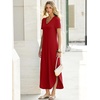 image:imageANRABESS Womens Summer Maxi Dress V Neck Short Sleeve Slit Side Shirt Dress Loose Fit Travel Beach Dress with PocketsRed