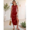 image:imageANRABESS Womens Summer Maxi Dress with Pockets  Soft Thick Smooth FabricCrew Neck Loose Fit SundressSpring Summer FallBeach Travel VacationWorkCasual AllDay WearDark Red