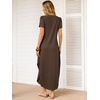 image:imageANRABESS Womens Summer Maxi Dresses 2026 Casual Short Sleeve V Neck Loose Split Long Beach Sundress Travel Vacation ClothesBrown