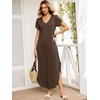 image:imageANRABESS Womens Summer Maxi Dresses 2026 Casual Short Sleeve V Neck Loose Split Long Beach Sundress Travel Vacation ClothesBrown