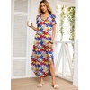 image:imageANRABESS Womens Summer Maxi Dresses 2026 Casual Short Sleeve V Neck Loose Split Long Beach Sundress Travel Vacation ClothesMulticoloured Floral