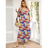 image:imageANRABESS Womens Summer Maxi Dresses 2026 Casual Short Sleeve V Neck Loose Split Long Beach Sundress Travel Vacation ClothesMulticoloured Floral