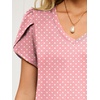 image:imageANRABESS Womens Summer Maxi Dresses 2026 Casual Short Sleeve V Neck Loose Split Long Beach Sundress Travel Vacation ClothesPink Round Dot