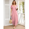 image:imageANRABESS Womens Summer Maxi Dresses 2026 Casual Short Sleeve V Neck Loose Split Long Beach Sundress Travel Vacation ClothesPink Round Dot