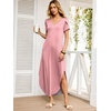 image:imageANRABESS Womens Summer Maxi Dresses 2026 Casual Short Sleeve V Neck Loose Split Long Beach Sundress Travel Vacation ClothesPink Round Dot
