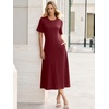 image:imageANRABESS Womens Summer Maxi Dresses Casual Short Sleeve Elegant Classy Vintage 2026 Spring Flowy Cocktail Dress 80s OutfitDark Red