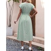image:imageANRABESS Womens Summer Midi Dress Striped Casual Short Sleeve Crewneck Empire Waist 2026 Flowy Long Beach Dress with PocketsGreen Gingham