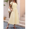 image:imageANRABESS Womens Summer Midi Dress Striped Casual Short Sleeve Crewneck Empire Waist 2026 Flowy Long Beach Dress with PocketsYellow White Stripe