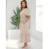 image:imageANRABESS Womens Summer Short Sleeve Maxi Dress 2026 Casual V Neck High Waist ALine Flowy Loose Tiered Boho Long DressesPrint Floral Brown