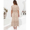 image:imageANRABESS Womens Summer Short Sleeve Maxi Dress 2026 Casual V Neck High Waist ALine Flowy Loose Tiered Boho Long DressesPrint Floral Brown