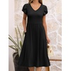 image:imageANRABESS Womens Summer Short Sleeve Midi Dresses Casual Floral TShirt Dress V Neck ALine Flowy Beach Sundress with PocketsBlack
