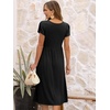image:imageANRABESS Womens Summer Short Sleeve Midi Dresses Casual Floral TShirt Dress V Neck ALine Flowy Beach Sundress with PocketsBlack