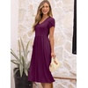 image:imageANRABESS Womens Summer Short Sleeve Midi Dresses Casual Floral TShirt Dress V Neck ALine Flowy Beach Sundress with PocketsDark Purple