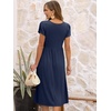 image:imageANRABESS Womens Summer Short Sleeve Midi Dresses Casual Floral TShirt Dress V Neck ALine Flowy Beach Sundress with PocketsNavy Blue
