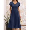 image:imageANRABESS Womens Summer Short Sleeve Midi Dresses Casual Floral TShirt Dress V Neck ALine Flowy Beach Sundress with PocketsNavy Blue
