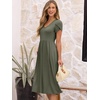 image:imageANRABESS Womens Summer Short Sleeve Midi Dresses Casual Floral TShirt Dress V Neck ALine Flowy Beach Sundress with PocketsOlive