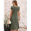 image:imageANRABESS Womens Summer Short Sleeve Midi Dresses Casual Floral TShirt Dress V Neck ALine Flowy Beach Sundress with PocketsOlive