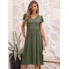 image:imageANRABESS Womens Summer Short Sleeve Midi Dresses Casual Floral TShirt Dress V Neck ALine Flowy Beach Sundress with PocketsOlive