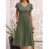 image:imageANRABESS Womens Summer Short Sleeve Midi Dresses Casual Floral TShirt Dress V Neck ALine Flowy Beach Sundress with PocketsOlive