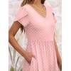 image:imageANRABESS Womens Summer Short Sleeve Midi Dresses Casual Floral TShirt Dress V Neck ALine Flowy Beach Sundress with PocketsPink Round Dot