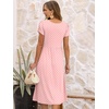 image:imageANRABESS Womens Summer Short Sleeve Midi Dresses Casual Floral TShirt Dress V Neck ALine Flowy Beach Sundress with PocketsPink Round Dot