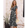 image:imageANRABESS Womens Summer Short Sleeve Midi Dresses Casual Floral TShirt Dress V Neck ALine Flowy Beach Sundress with PocketsPrint Black Floral
