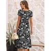 image:imageANRABESS Womens Summer Short Sleeve Midi Dresses Casual Floral TShirt Dress V Neck ALine Flowy Beach Sundress with PocketsPrint Black Floral