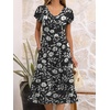 image:imageANRABESS Womens Summer Short Sleeve Midi Dresses Casual Floral TShirt Dress V Neck ALine Flowy Beach Sundress with PocketsPrint Black Floral