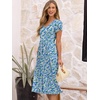 image:imageANRABESS Womens Summer Short Sleeve Midi Dresses Casual Floral TShirt Dress V Neck ALine Flowy Beach Sundress with PocketsPrint Blue Yellow Floral
