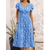 image:imageANRABESS Womens Summer Short Sleeve Midi Dresses Casual Floral TShirt Dress V Neck ALine Flowy Beach Sundress with PocketsPrint White Pink Floral