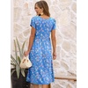 image:imageANRABESS Womens Summer Short Sleeve Midi Dresses Casual Floral TShirt Dress V Neck ALine Flowy Beach Sundress with PocketsPrint White Pink Floral