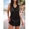 image:imageANRABESS Womens Swimsuit Cover Up 2026 V Neck Knit Swimwear Bathing Suit Crochet Backless Dress Summer Beach Vacation ClothesBlack