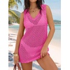 image:imageANRABESS Womens Swimsuit Cover Up 2026 V Neck Knit Swimwear Bathing Suit Crochet Backless Dress Summer Beach Vacation ClothesRose