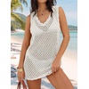 image:imageANRABESS Womens Swimsuit Cover Up 2026 V Neck Knit Swimwear Bathing Suit Crochet Backless Dress Summer Beach Vacation ClothesWhite