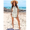 image:imageANRABESS Womens Swimsuit Cover Ups Mesh Knit Crochet Hollow Out Bathing Suit for Summer Vacation Beach SwimwearBlack and White