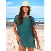 image:imageANRABESS Womens Swimsuit Cover Ups Mesh Knit Crochet Hollow Out Bathing Suit for Summer Vacation Beach SwimwearCyan
