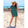 image:imageANRABESS Womens Swimsuit Cover Ups Mesh Knit Crochet Hollow Out Bathing Suit for Summer Vacation Beach SwimwearCyan